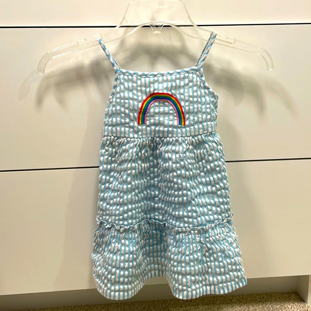 Harper Canyon Toddler Girls Rainbow Blue/White Striped Tank Dress 2T